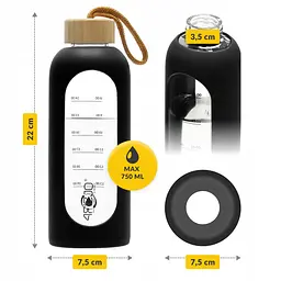 Пляшка для води спортивна 4FIZJO 750 мл скляна Black (P-5905973404174) - мініатюра 6