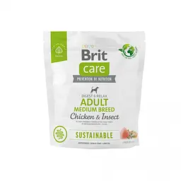 Сухий корм Brit Care Dog Sustainable Adult Medium Breed для собак середніх порід, з куркою та комахами 1 кг (арт.172175/558704)