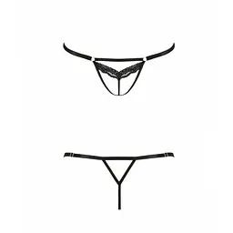 Відверті трусики-стрепи з мереживом Passion Exclusive SOLON THONG L/XL, black - мініатюра 5