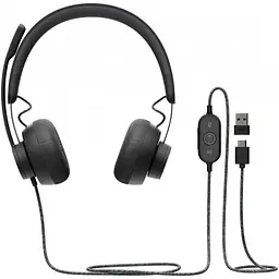 Дротова гарнітура Logitech Zone Wired USB + Type-C стерео чорна (981-000870) - мініатюра 3