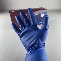 Рукавички одноразові гумові сині MAXI GRIP, розмір L, 50 шт, неопудрені, для огляду, клінінгу та сервісу - мініатюра 3