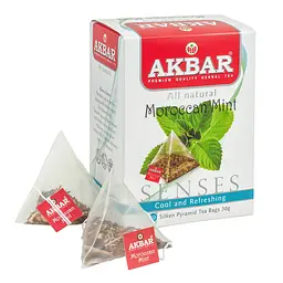 Чай трав'яний Akbar Moroccan Mint з м'яти з цедрою апельсина в пірамідках 30 г (20 шт. х 1.5 г) (5014176014254) - мініатюра 2