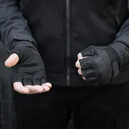 Мотоциклетні безпалі рукавички (із захисною вставкою) Чорний L - мініатюра 5