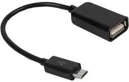 Кабель USB 2.0 AF - microUSB (5P), 15 см, чорний, Maxxter (U-AFM-OTG)