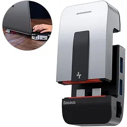 Мультипортовий адаптер USB Хаб Baseus Armor Age Type-C Bracket Multifunctional Hub CAHUB-AJ0G Grey - мініатюра 2