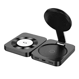 Бездротовий індукційний зарядний пристрій Hoco CQ11 3-in-1 MagSafe 15W Black (35188_3345262) - мініатюра 4