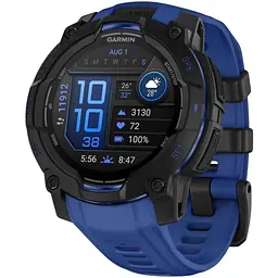 Смарт-часы Garmin Instinct 3 45mm AMOLED Черный with Bolt Синий/Черный Silicone Band (010-02936-03)