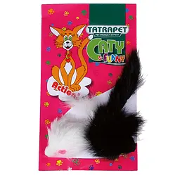 Іграшка для котів TatraPet Caty Funny плюшеві мишки біла/чорна 6 см 2 шт.