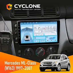 Штатна магнітола Mercedes-Benz ML-Class (W163) 1997-2006 Cyclone C9-012 4x64 DSP 4G Cyclone (НФ-00007337) - мініатюра 2