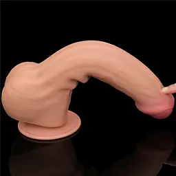 Фалоімітатор LoveToy Sliding-Skin Dual Layer Dong 29 см тілесний - мініатюра 11