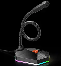 Настільний USB-мікрофон MeeTion MT-MC13 з підсвічуванням RGB 5В Гусяча шия на 360 градусів Чорний - мініатюра 5