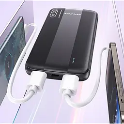 Зовнішній акумулятор Power bank AWEI P20K 10000 mAh 2 USB батарея заряджання Чорний - мініатюра 2