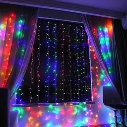 Гірлянда штора Водоспад 3х2 м 400 LED (прозорий шнур, з перехідником) Мульти світло - мініатюра 4