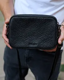 Чоловічий нагрудний месенджер 23х16х4 см з натуральної шкіри чорний (АЕ15-6789) 4 см - мініатюра 8