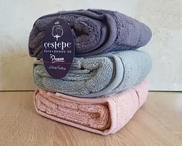 Набір турецьких махрових рушників Cestepe MicroCotton Premium 3 штуки 50x90 Kare 2 щільність 600 г/м2 - мініатюра 5
