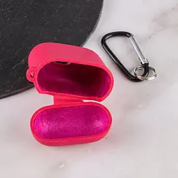 Силіконовий футляр з мікрофіброю для навушників Airpods 1/2 Червоний / Rose Red - мініатюра 4