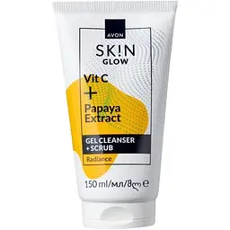 Очищувальний гель-скраб для обличчя Avon з вітаміном С та екстрактом папаї Сяйво 150 мл (494693289)