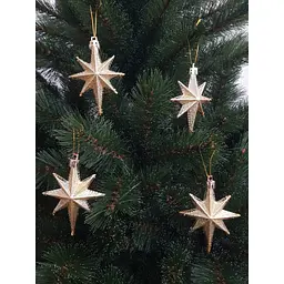 Ялинкова іграшка Chomik Зірки, 9 см, пластикові 4 шт,золоті (5901292631147_2) - мініатюра 4