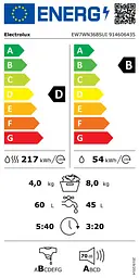 Прально-сушильна машина Electrolux вбудована фронтальна, 8(4)кг, 1600, D, 54см, дисплей, пара, інвертор, білий - мініатюра 10