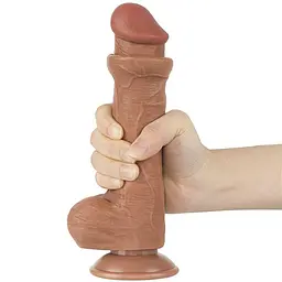 Фалоімітатор - Sliding-Skin Dual Layer Dong 8" Brown #3 - мініатюра 2