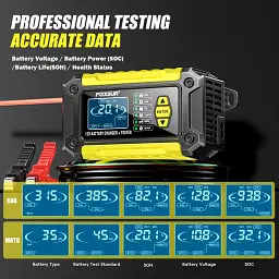 Імпульсний зарядний пристрій 12V/6A автомобільний АКБ Foxsur FTC-1206 Тестер автомобільних акумуляторів Yellow (19441) - мініатюра 8