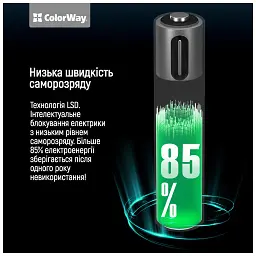Акумулятор ColorWay AAА USB-С 590 mAh 1.5V (2шт) (Li-Polymer) (CW-UBAAA-09) - мініатюра 11