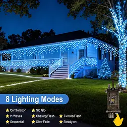 Різдвяні вогні Icicle Outdoor, 624LED 15M Водонепроникні казкові вогні з живленням від мереж із пультом - мініатюра 6
