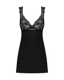 Сорочка бебі-дол з мереживом на грудях Obsessive Donna Dream babydoll XL/2XL Black, стрінги - мініатюра 3
