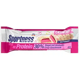 Протеїновий батончик Sportness 30% білка зі смаком малини Crunchy у білому шоколаді, 40 г