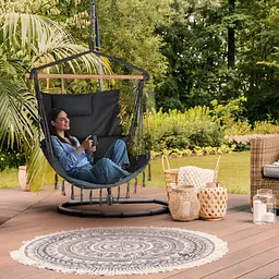 Бразильське крісло - гамак Outtec Boho Sois XXL графітовий - мініатюра 5