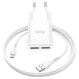 МЗП Hoco C88A Star round 2.4A (2USB-A) + кабель USB to MicroUSB Білий - мініатюра 3