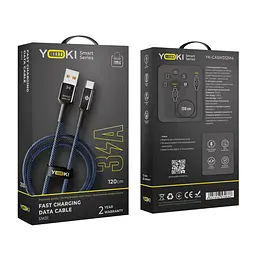 Кабель для заряджання та обміну даними USB Yoki YK-SM31 SMART Series USB/Type C 60W 3A/20V 1.2 м Чорно-Синій - мініатюра 2