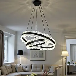 LED-люстра для вітальні Diasha D8751-600+400BK, чорна, 140W, 7700 lm - мініатюра 3