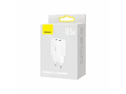 Мережевий зарядний пристрій Baseus Compact Charger 2U 10.5W White (CCXJ010202) [74462] - мініатюра 7