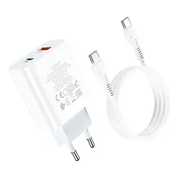 Блок зарядний пристрій Hoco C97A на 2 порти 1 USB + 1Type-C 20 W з кабелем Type-C to Type-C - мініатюра 6
