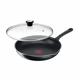 Сковорода Tefal Day by Day 28 см, з кришкою, алюміній, бакеліт, скло, чорний (B5580623UA)