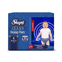 Підгузки-трусики дитячі Sleepy Jeans maxi 4 (7-14 кг) 30 шт. стильні