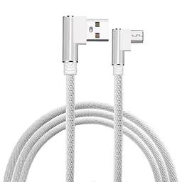 Micro usb кабель з Г-подібними роз'ємами - 3 метри, білий (100914)