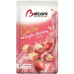 Вафлі Balconi Frugola- Strawberry кубики з полуничним кремом 250 г