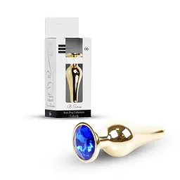Анальна пробка - Jewellery Gold Long Plug Dark Blue - мініатюра 1