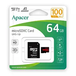 Apacer Карта пам'яті microSD 64GB C10 UHS-I R100MB/s + SD - мініатюра 2
