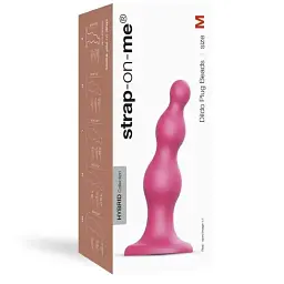 Насадка для страпону Strap-On-Me Dildo Plug Beads Framboise Metallic M - мініатюра 6