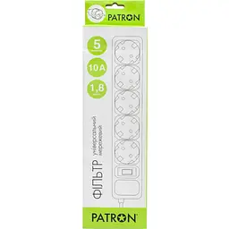 Мережевий фільтр живлення Patron 1.8 m3*1mm2 (SP-1052) 5 розеток BLACK (EXT-PN-SP-1052) - мініатюра 2