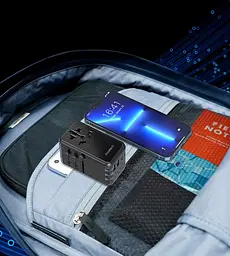 Зарядний пристрій 4xUSB 100W PD (2хUSB-C+2хUSB-A) TRAVEL Universal сharger diamond чорний Choe - мініатюра 4