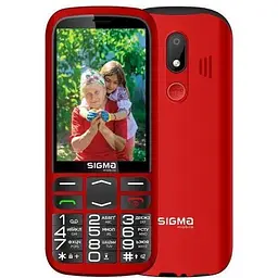Мобільний телефон Sigma mobile Comfort 50 Optima Type-C Red "бабусефон", 2 Mini-SIM, дисплей 3.5" кольоровий (320x480), моноблок