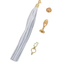 Металева анальна пробка Хвіст поні Lockink Sevanda White Pony-Tail Anal Pear-shape Plug - мініатюра 5
