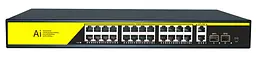 POE комутатор гігабітний Merlion 24 POE + 2 RJ45 + 2 SFP 10/100/1000 вбудований блок живлення 52V 6.15A