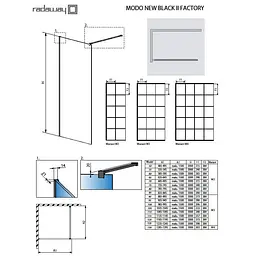 Душова стінка Radaway Modo New Black Factory II 120x200 скло factory, чорний (389124-54-55) - мініатюра 3