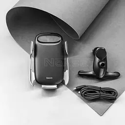 Тримач в машину з бездротовим ЗП Baseus Milky Way Electric Bracket black (28270) - мініатюра 6