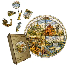 Дерев'яний фігурний пазл puzzlean Композиція Києва, А3, Дерев'яна коробка 200 елементів